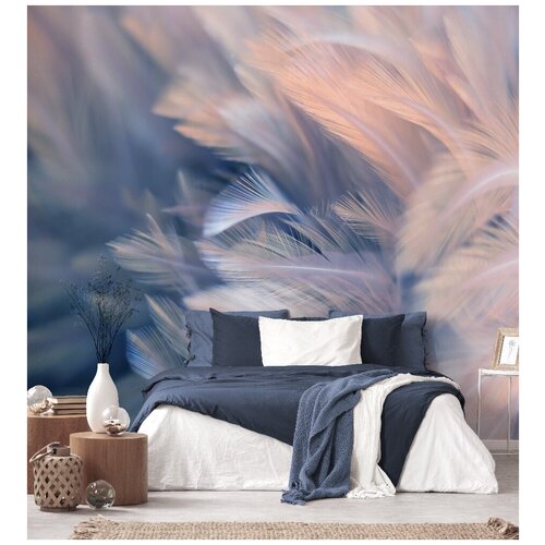 Фотообои 3D Мягкая нега 300х270 ШхВ Фотообои 3D на стену флизелиновые 300х270 Фотообои в гостиную спальню зал кухню с перьями Обои виниловые на флизелиновой основе с перьями перья 7250₽
