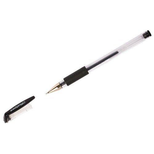 Ручка гелевая OfficeSpace черная, 0,5мм, грип, цена за штуку, 241089
