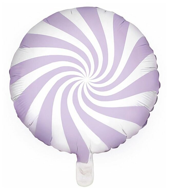 Воздушный шар фольгированный PartyDeco круглый, Леденец Пастель, сиреневый, 45 см