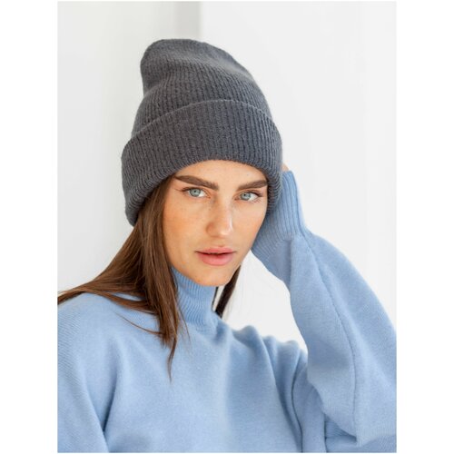 фото Шапка женская зимняя демисезонная осенняя бини вязаная утепленная шерстяная головной убор осень зима ermine