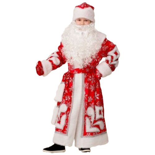 Костюм Батик, размер 134, красный дед мороз с охапкой подарков и в меховых сапожках 50 см красный