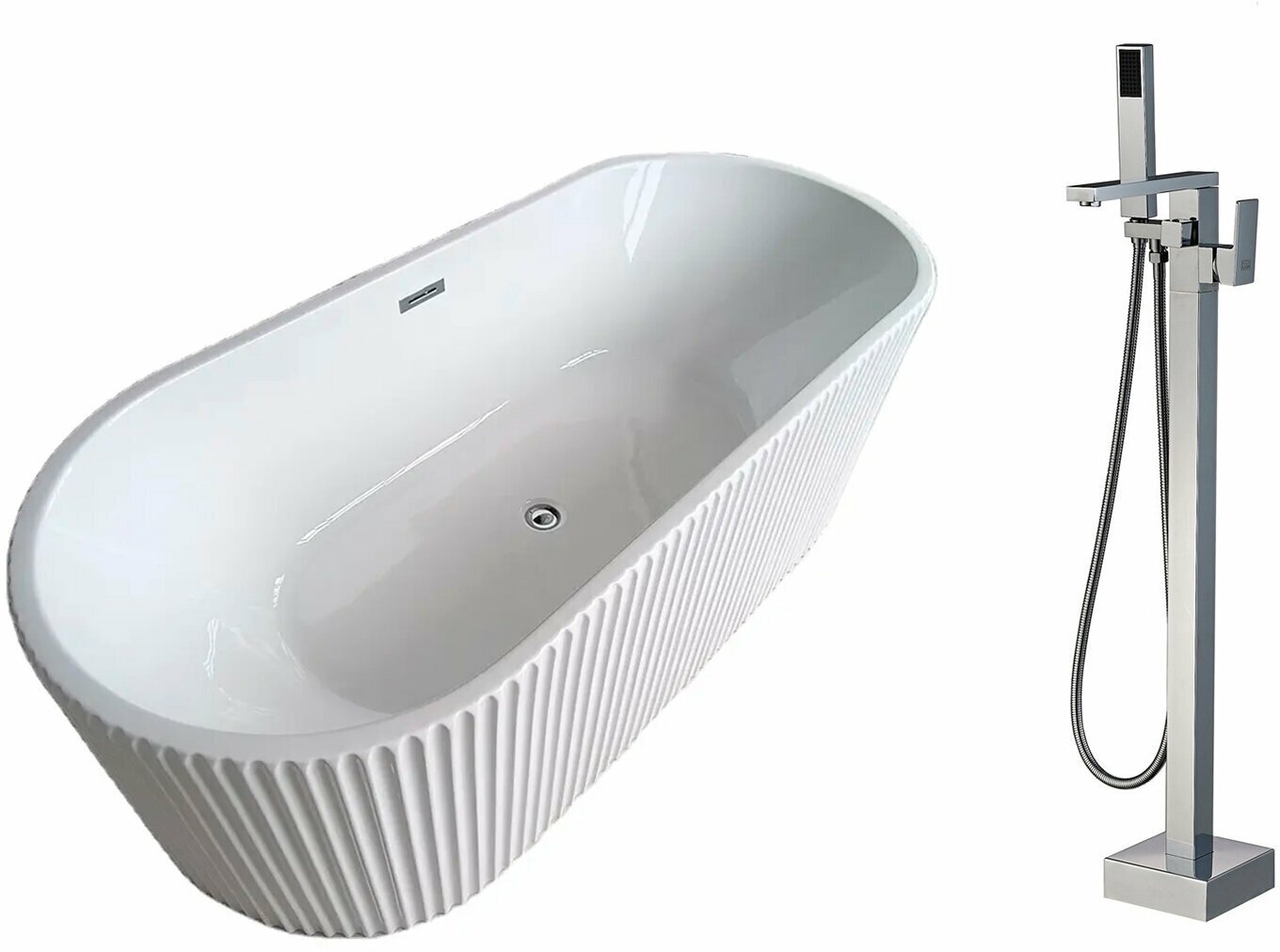 Комплект отдельностоящая акриловая ванна Ceruttispa CEZA'S с напольным смесителем BOCH MANN ALBANO BM7774