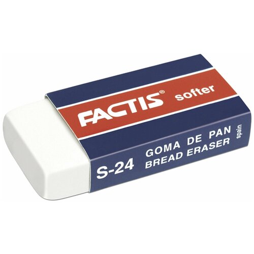 фото Ластик factis softer s 24 (испания), 50х24х10 мм, белый, прямоугольный, картонный держатель, cmfs24, cnfs24, 227998