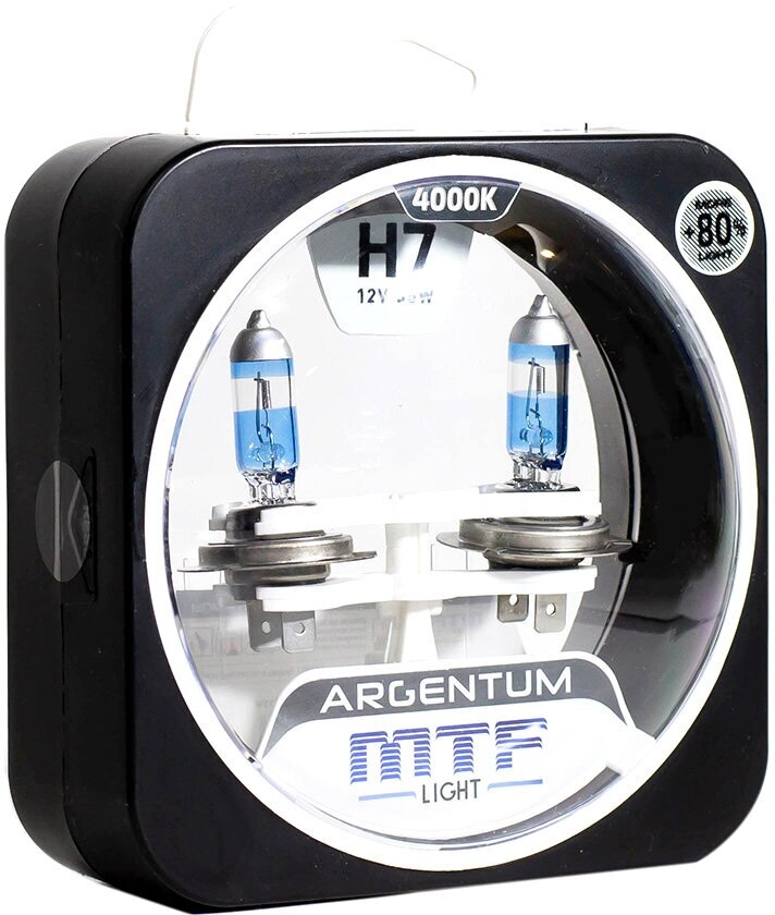 Лампа автомобильная галогенная MTF Light Argentum +80% H8A1207 H7 12V 55W PX26d