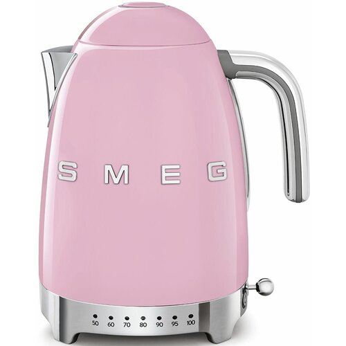 Электрический чайник Smeg Стиль 50-х г, чайник электрический, 1.7 л, 2400 Вт, корпус из нержавеющей стали, регулировка температуры, розовый