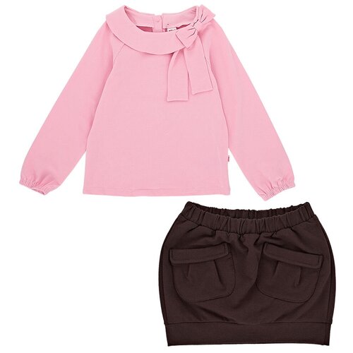 Комплект одежды Mini Maxi, блуза и юбка, размер 104, розовый, коричневый
