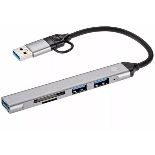 Адаптер VCOM Type-C - USB 3.0+2xUSB2.0+SD+TF DH297