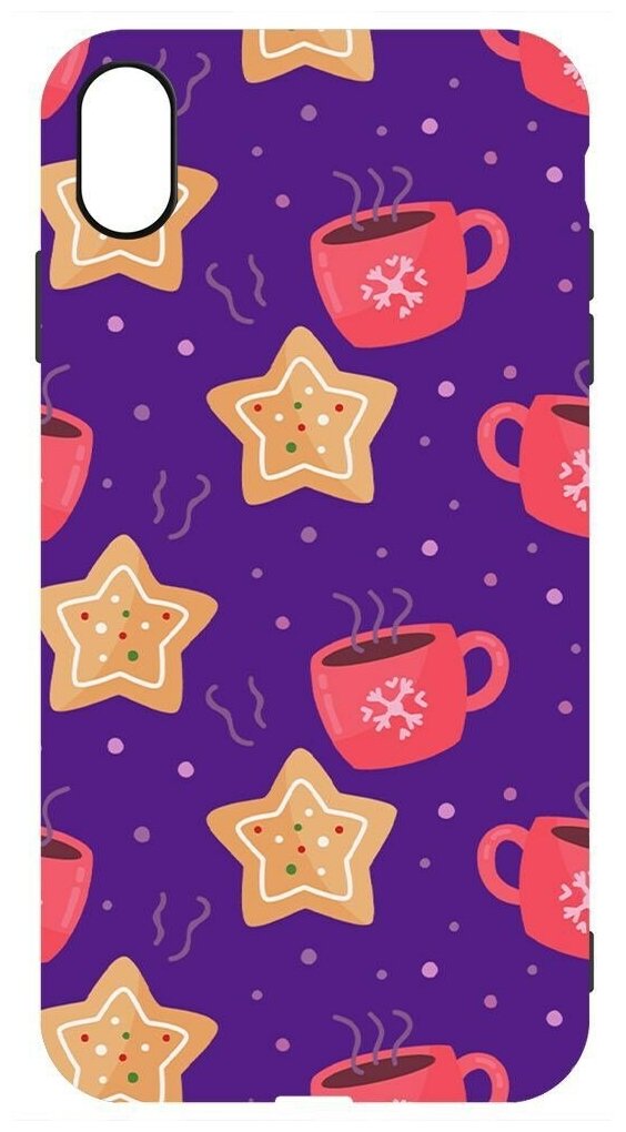 Чехол-накладка Krutoff Софт Кейс Зимний кофе для iPhone XS Max черный