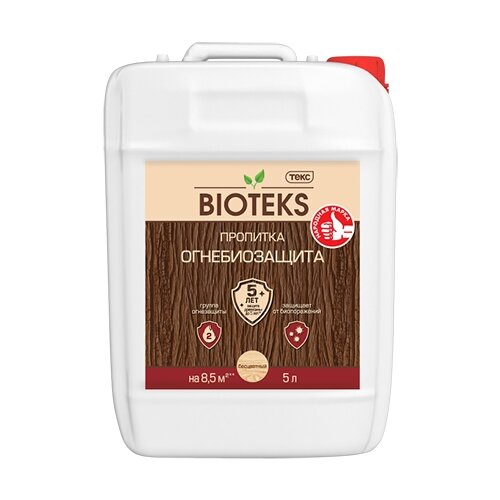 ТЕКС антисептик Bioteks Огнебиозащита, 5 л, бесцветный текс антисептик грунт антисептик bioteks 0 8 кг 0 8 л бесцветный