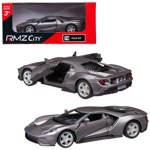 Машина металлическая RMZ City 1:32 Ford GT 2019, серый цвет, полоса, двери открываются