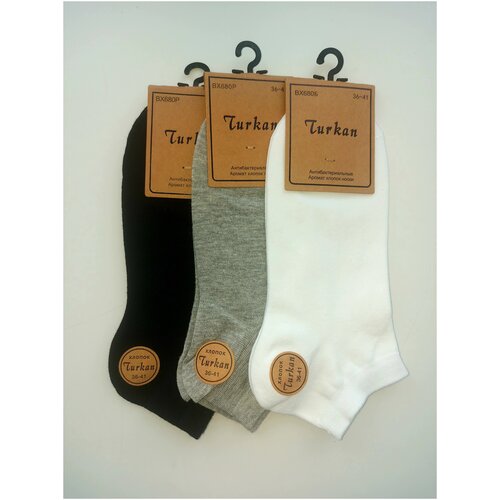 Носки Turkan, 3 пары, размер 36-41, мультиколор, белый, черный, серый носки turkan 3 пары размер 36 41 черный белый серый
