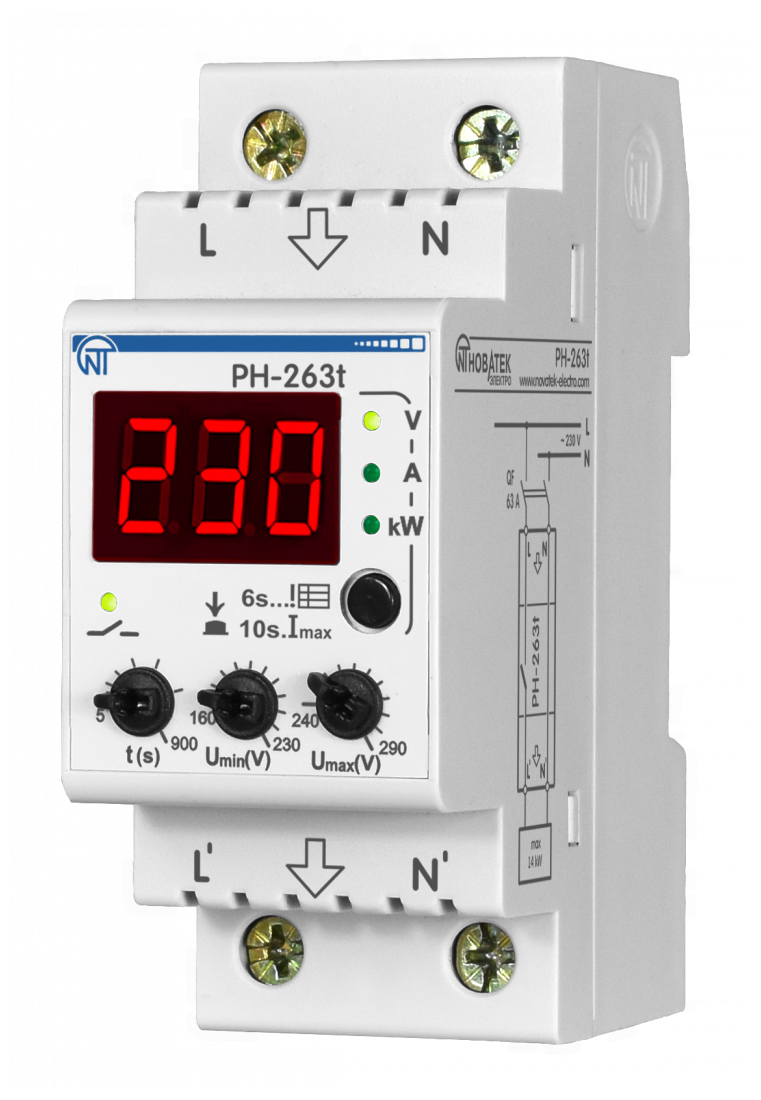 Реле напряжения PH-263 T | код 3425600263т | НовАтек-Электро (3шт.в упак.)