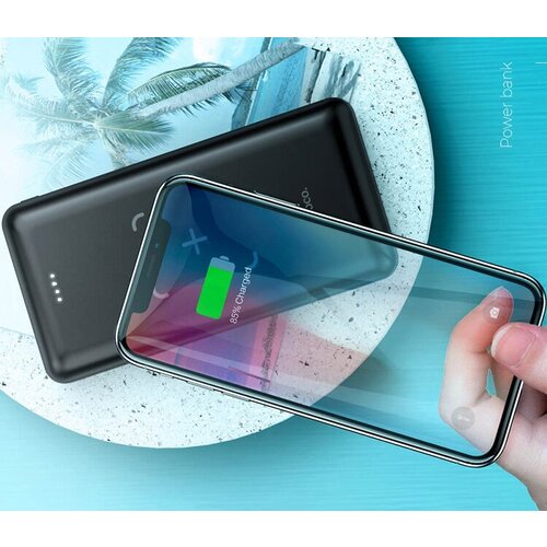 Портативный аккумулятор c беспроводной зарядкой HOCO J50 Surf 10000 mAh Черный 179000₽