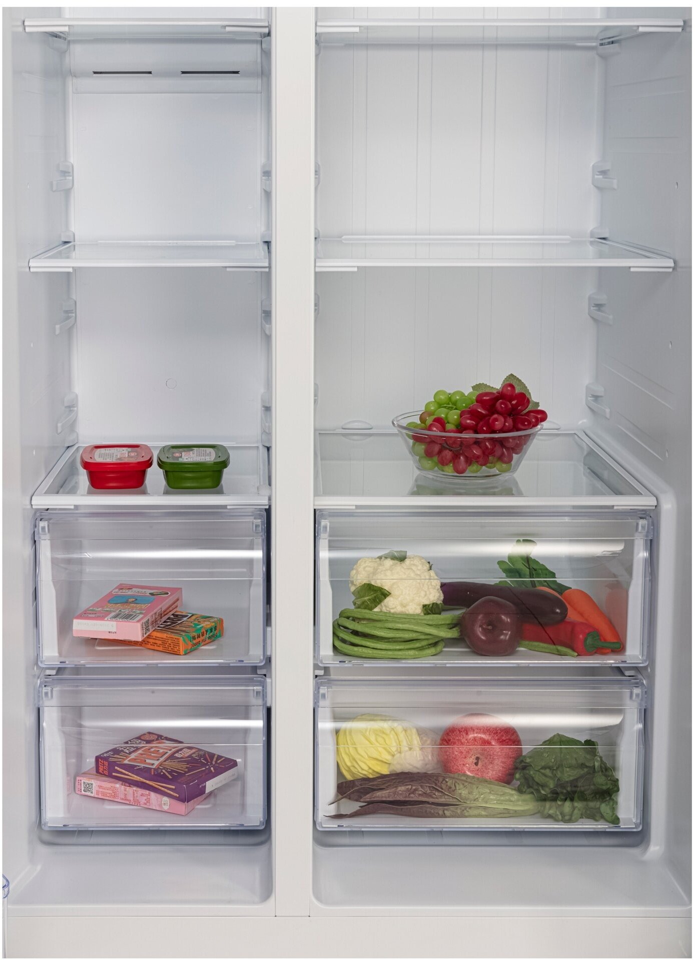 Холодильник HYUNDAI CS5003F, двухкамерный, белое стекло - фото №6