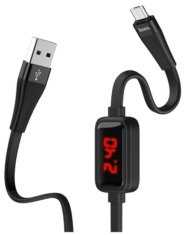 USB Кабель Micro, HOCO, S4 with timing display, черный