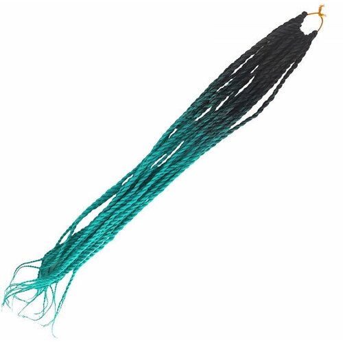 Канекалон Сенегальские косы 65 см, омбре из черного в зелено-голубой