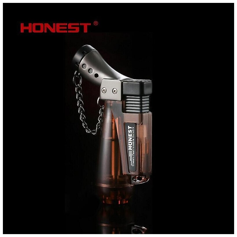 Зажигалка газовая Honest V - FIRE турбо, коричневая 201-600 - фотография № 1