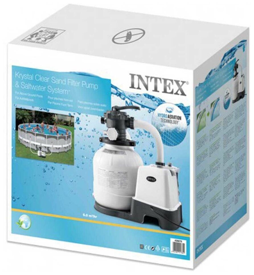 INTEX Хлоргенератор 26676 Intex + песочный фильтр насос Krystal Clear (6000 л/ч) 26676