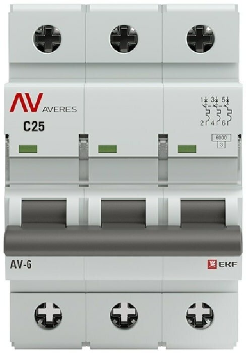 mcb6-3-16C-av Выключатель автоматический AV-6 3P 16A (C) 6kA AVERES EKF - фото №15