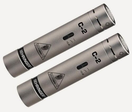 Изображение товара Комплект Behringer C-2 из 2-х кардиоидных конденсаторных микрофонов, включает планку с держателями, ветрозащиту, кейс