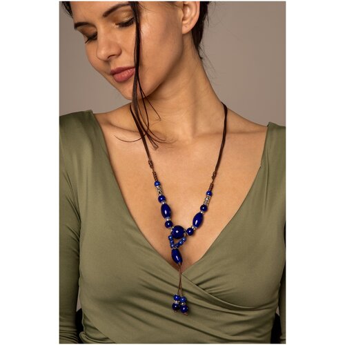 Бусы, длина 60 см, синий