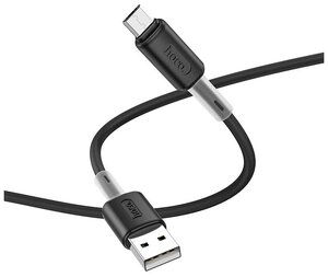 USB Кабель Micro, HOCO, X48, силиконовый с пружинкой, черный