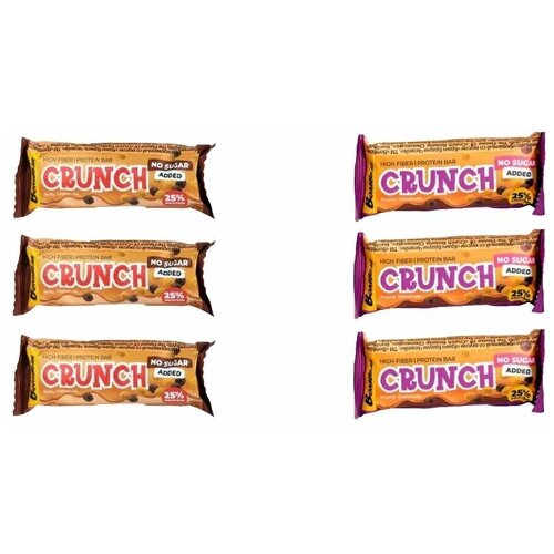 Протеиновые батончики Bombbar Crunch ассорти: Ванильный чизкейк и Шоколадный брауни, 50 гр (6 шт)