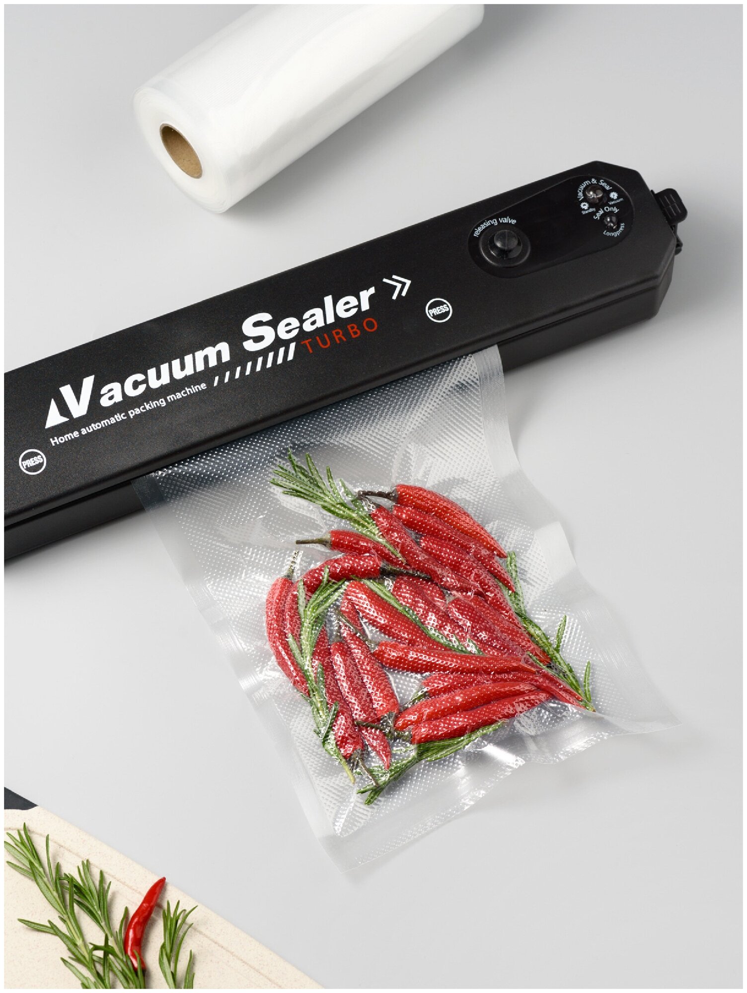 Вакууматор для продуктов Vacuum Sealer Turbo, Shiny Kitchen, Вакуумный упаковщик для кухни / дома - фотография № 5