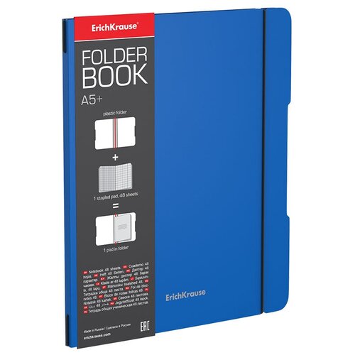 ErichKrause Тетрадь FolderBook Classic в съемной пластиковой обложке, A5+, клетка, 48 л., зелeный