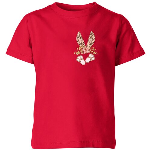 фото Детская футболка «милые заячьи уши. цветочный принт для детей» (152, красный) us basic