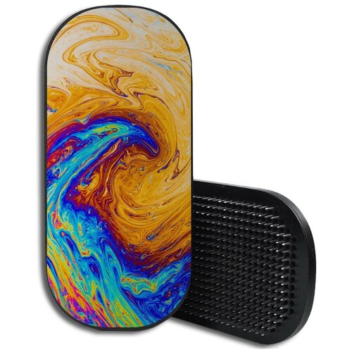 фото Доска садху для йоги с гвоздями, уф печать, овал орнамент узор голограмма бензин - 3952 woodart