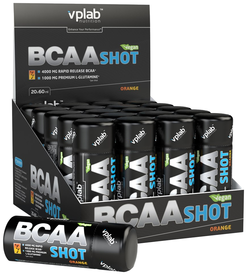 BCAA vplab BCAA Shot, апельсин ,60 мл. ,20 шт.