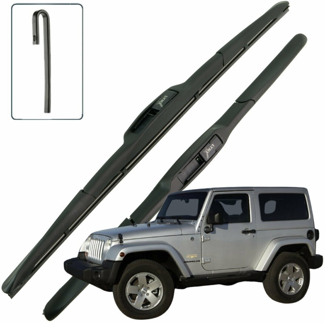 Дворники Jeep Wrangler (3) JK Джип Вранглер 3 дв рест 2010 2011 2012 2013 2014 2015 2016 2017 2018 Щетки стеклоочистителя гибридные 380мм-380мм 2 шт