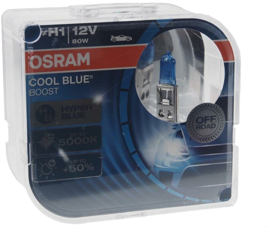 Лампа 12V H1 80W P14.5s бокс (2шт.) Cool Blue Boost OSRAM 62150СBB-HCB