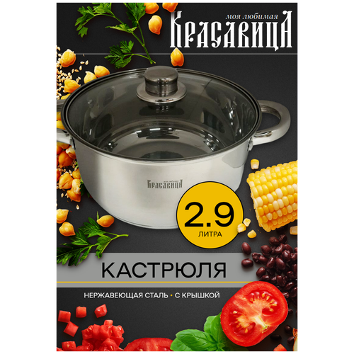 Кастрюля нержавеющая сталь с крышкой 2,9 л 