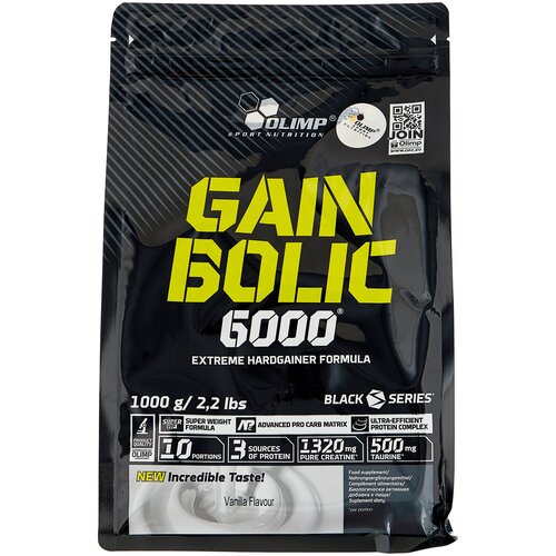 Гейнер Olimp Sport Nutrition Gain Bolic 6000, 1000 г, ваниль гейнер olimp sport nutrition gain bolic 6000 6800 г шоколад