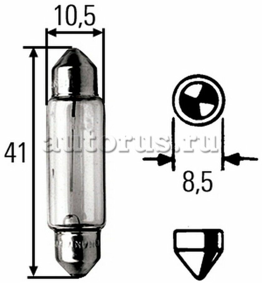 Автолампа / Лампа автомобильная 24V R10W 18W SV8,5-8 10 шт.