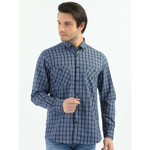 фото Рубашка melek's, размер m, синий