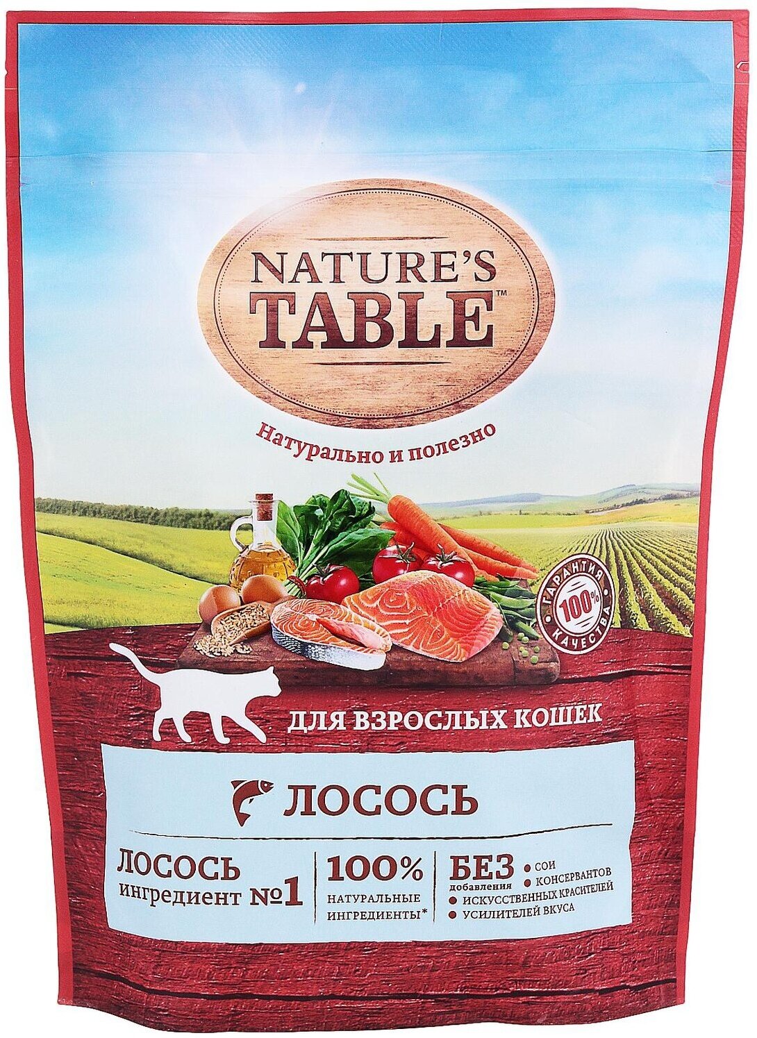 NATURE`S TABLE корм для взрослых кошек Лосось, 190 г.