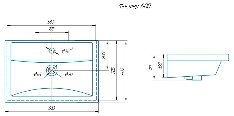 Раковина 61 см Kirovit Фостер 600 - фотография № 9