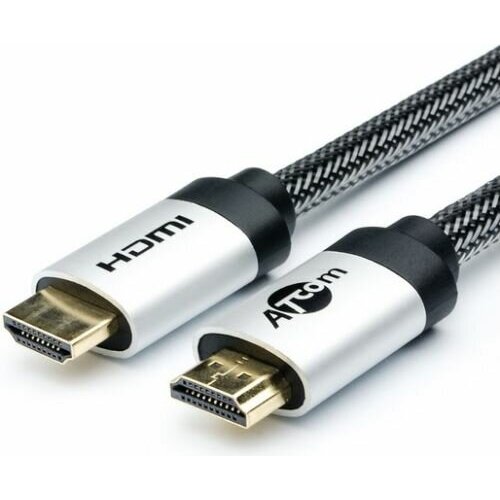 Кабель HDMI Atcom AT3784 10м, HIGH speed, Metal gold, в чулке, в пакете аксессуар atcom hdmi high speed metal gold ver 2 1 2m at8884