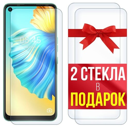 Комплект из 3-x защитных гибридных стекол Krutoff для Tecno Camon 17 комплект из 3 x защитных гибридных стекол krutoff для wiko view 5 plus