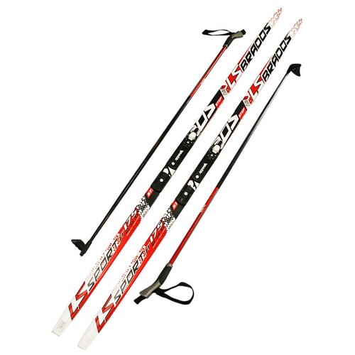 фото Лыжный комплект (лыжи + палки + крепления) nnn 160 (с палками) step-in, brados ls sport black/red stc