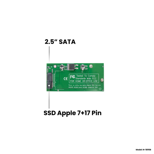 адаптер переходник для установки диска ssd msata в разъем ssd apple 7 17 pin на macbook pro retina 13 15 imac 21 5 27 nfhk n 2012mb Адаптер-переходник для установки оригинального SSD 7+17 Pin от MacBook Pro 13/15, iMac 21.5/27, Mid 2012 - Early 2013 в разъем 2.5 SATA