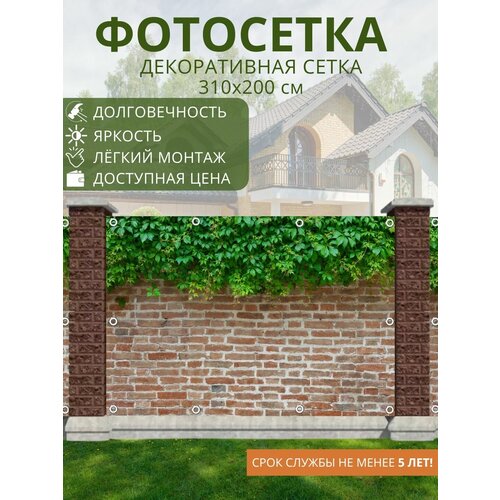Фотосетка для забора - 310x200 см. Сетка с рисунком для беседки, ворот, декора загородного участка (ФГ)