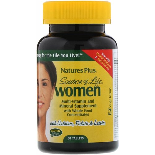 Купить NaturesPlus Source of Life Women Multi-Vitamin and Mineral Supplement with Whole Food Concentrates 60 таблеток, Nature's Plus