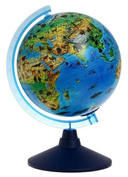 Глобен Глобус зоогеографический "Глобен", интерактивный, диаметр 210 мм, с подсветкой от батареек, с очками