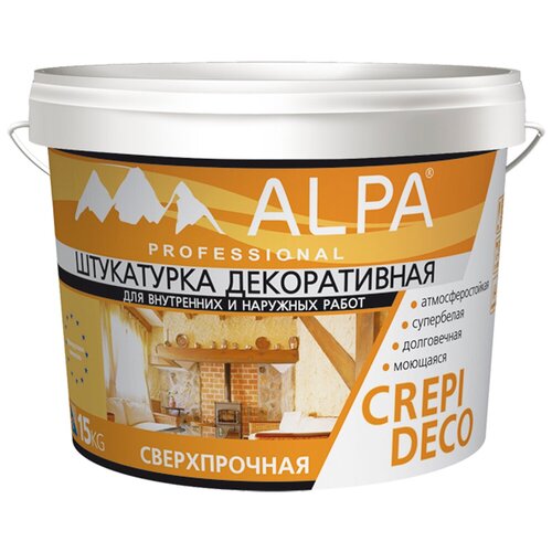 Декоративное покрытие Alpa Crepi Deco шуба, 1.5 мм, белый, 15 кг