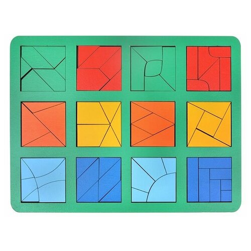 сложи квадрат 3 грат игры никитина 12 квадратов фанера «Сложи квадрат» Б. П. Никитин, 3 уровень (макси), микс, ячейка: 6 × 6 см