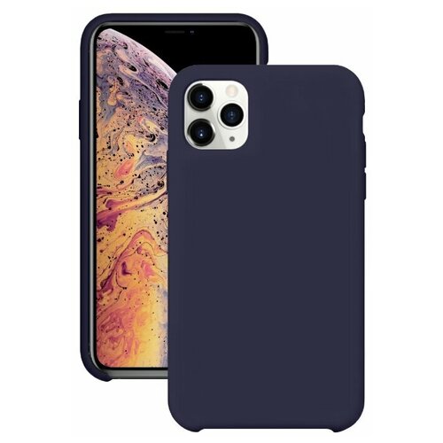 фото Силиконовый чехол для iphone 11 pro max / silicone case для айфон 11 про макс / с бархатистым покрытием внутри (темно-синий) pastila
